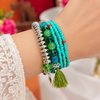 Multilayer Beaded Bracelet – Silver Charm Tassel Boho Jewelry