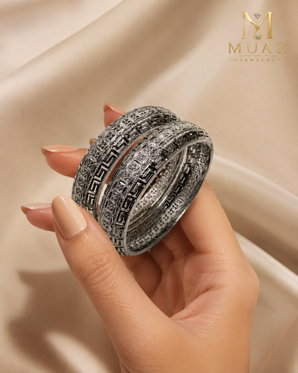 Silver Intricate Karra Set