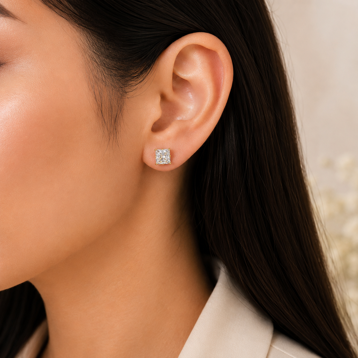 Crystal Stud Earrings – Elegant Solitaire Tops