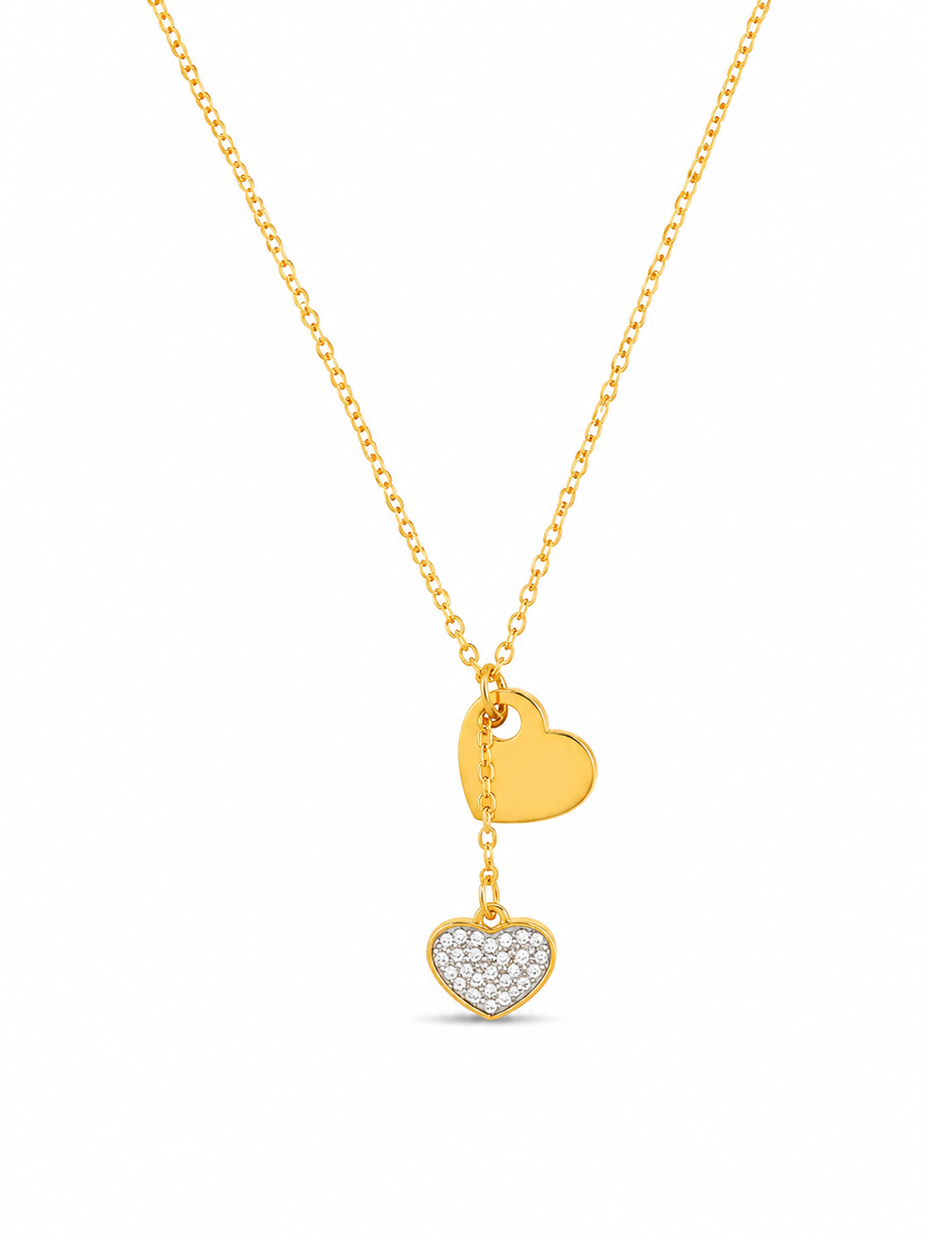 Gold Heart Layered Necklace with Crystal Heart Pendant – Minimal Luxury Jewelry