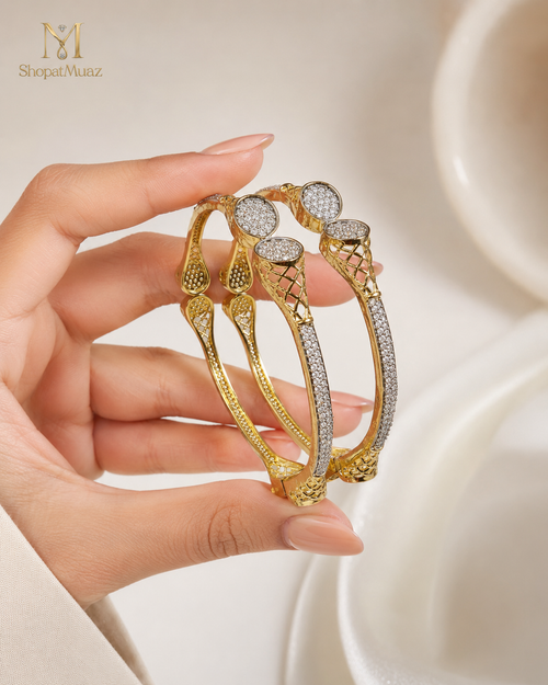 1 Carat Diamond-Cut Gold Bangles