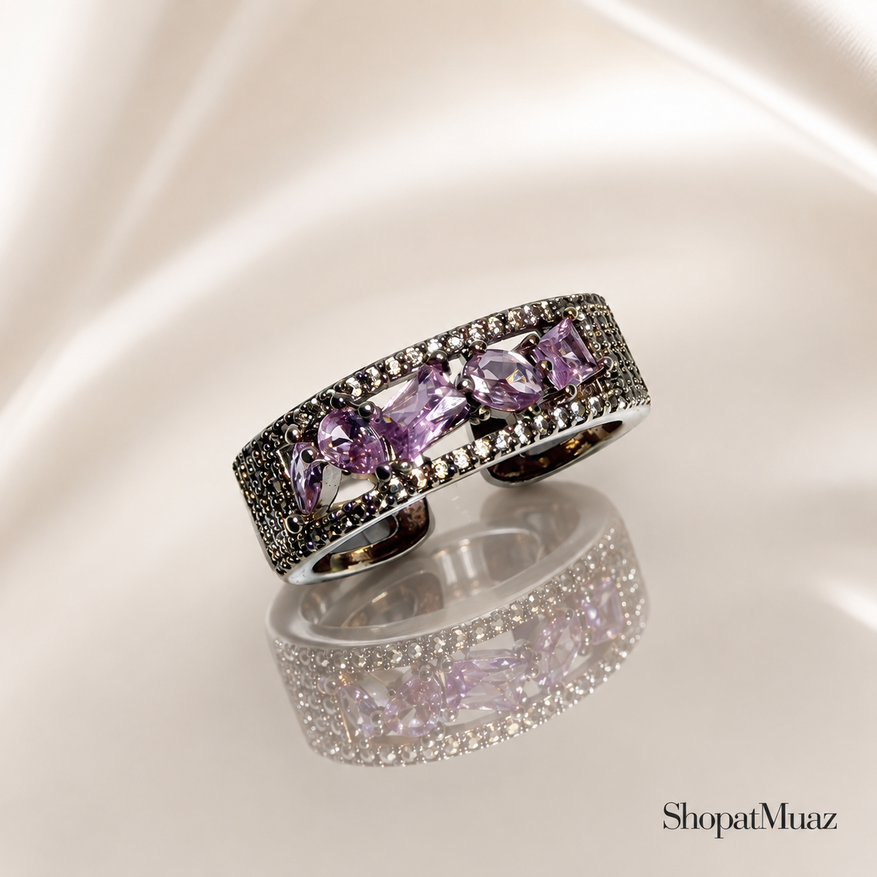 1 Carat Emerald Cut Luxury Adjustable Ring