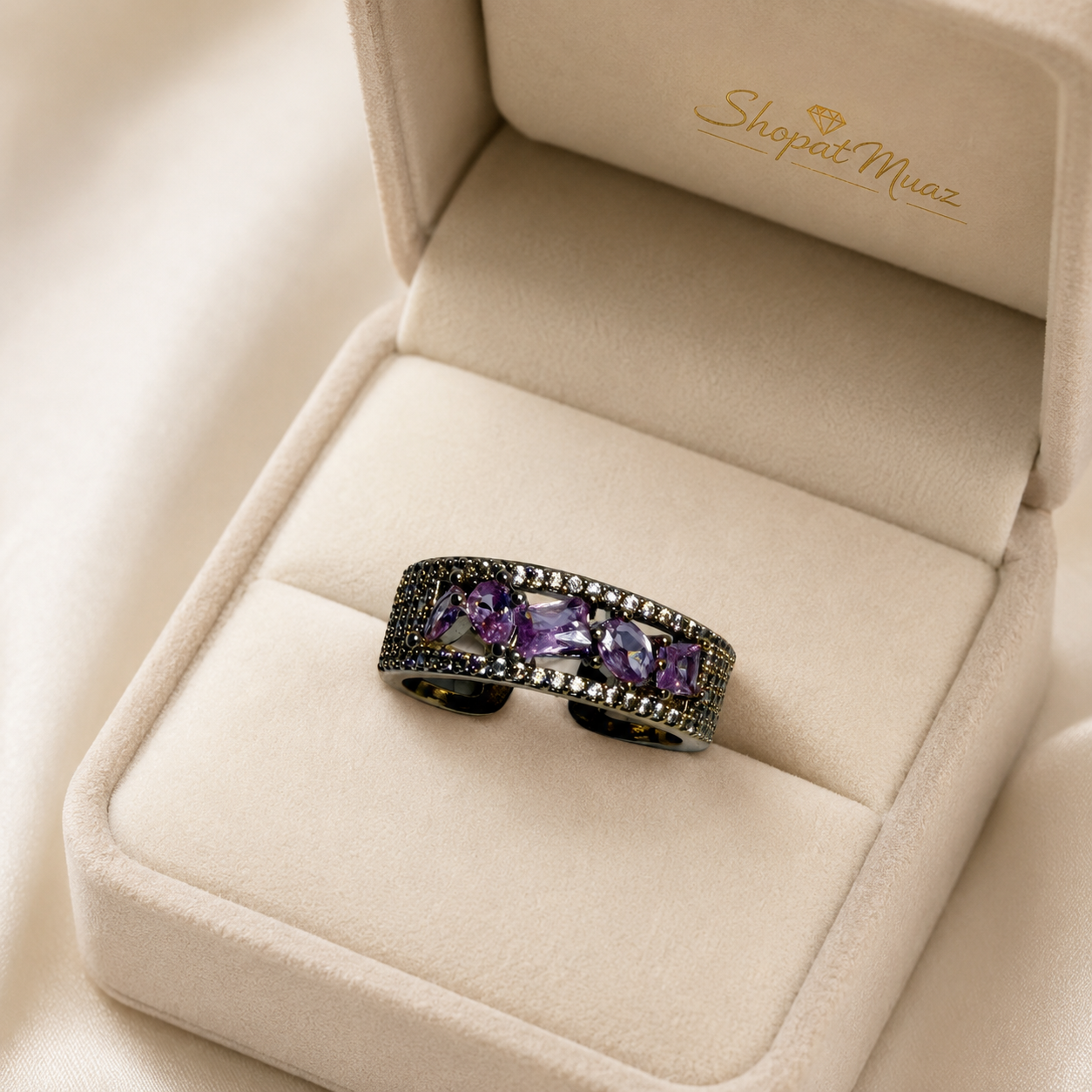 1 Carat Emerald Cut Luxury Adjustable Ring