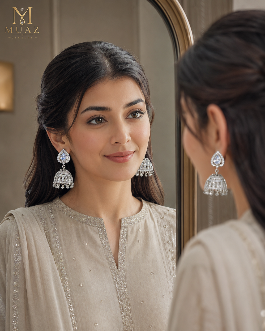 Traditional 1 Carat Silver Jhumka Baliyan
