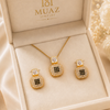 1 Carat Gold Plated Pendant & Earrings Set
