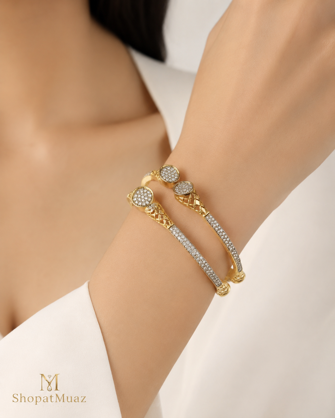 1 Carat Diamond-Cut Gold Bangles