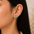 Oval Stone Stud Earrings