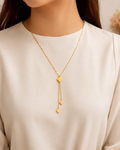 Stainless Steel Clover Lariat Necklace – Minimal Elegant Design