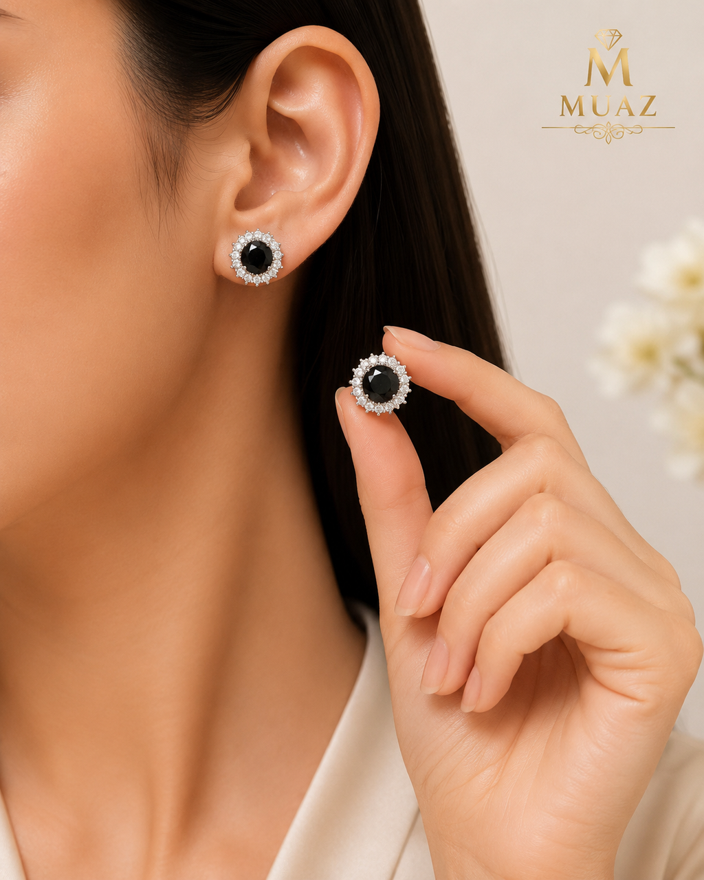 Luxury Silver Halo Tops, Multicolor Stone Stud Earrings