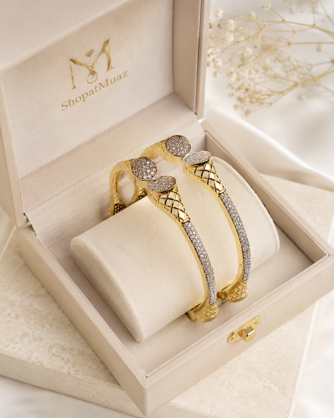 1 Carat Diamond-Cut Gold Bangles