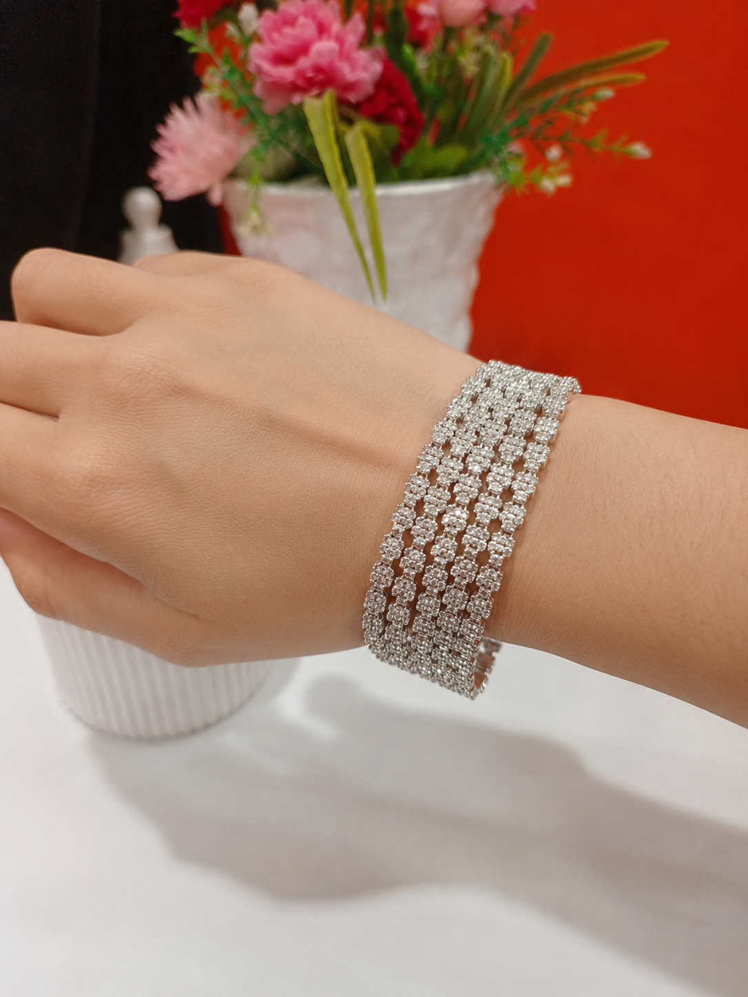 1 Carat Diamond Cut Silver Bangles Set of 6 2.8 size