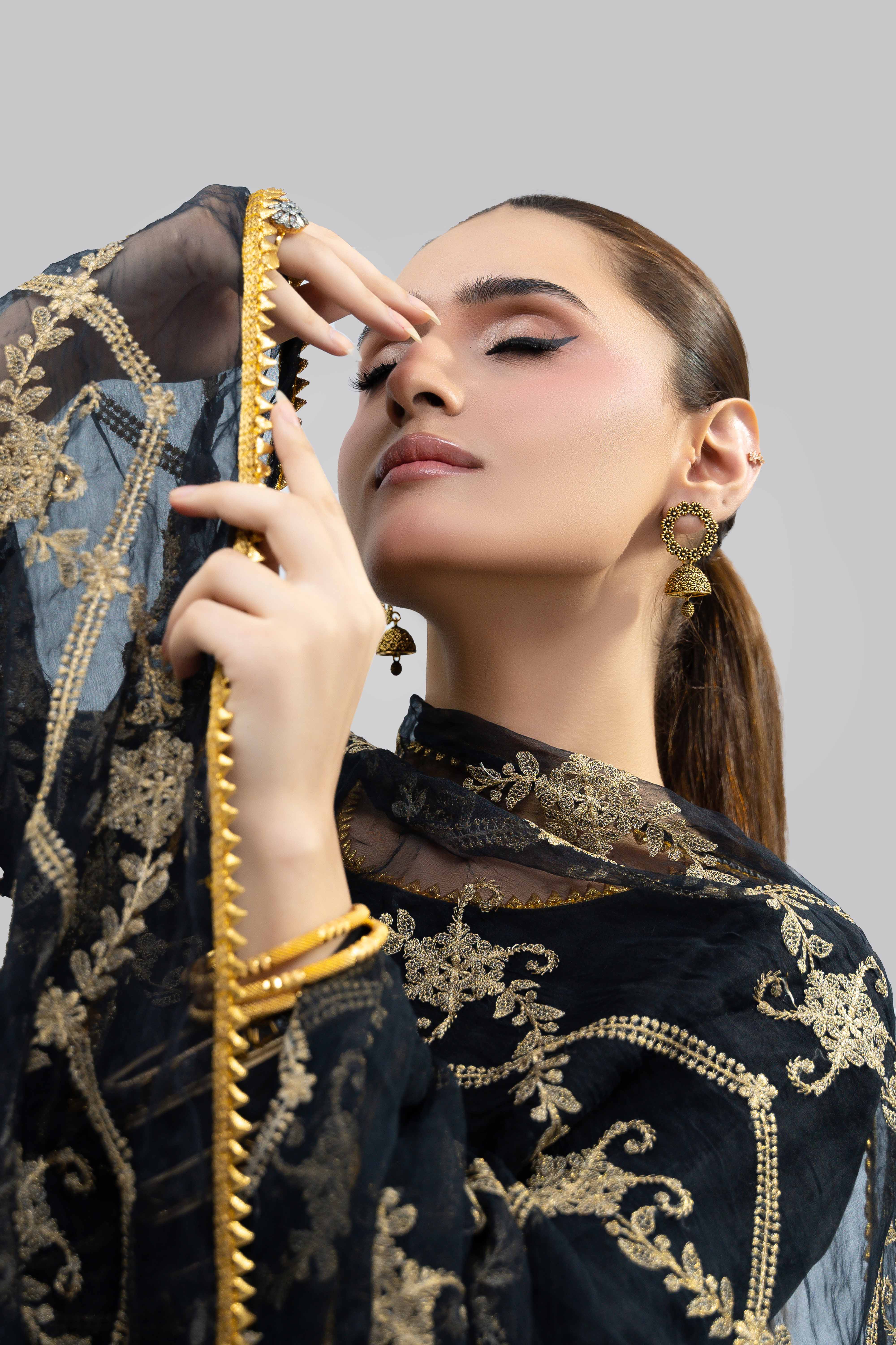 Antique Gold Floral Jhumka