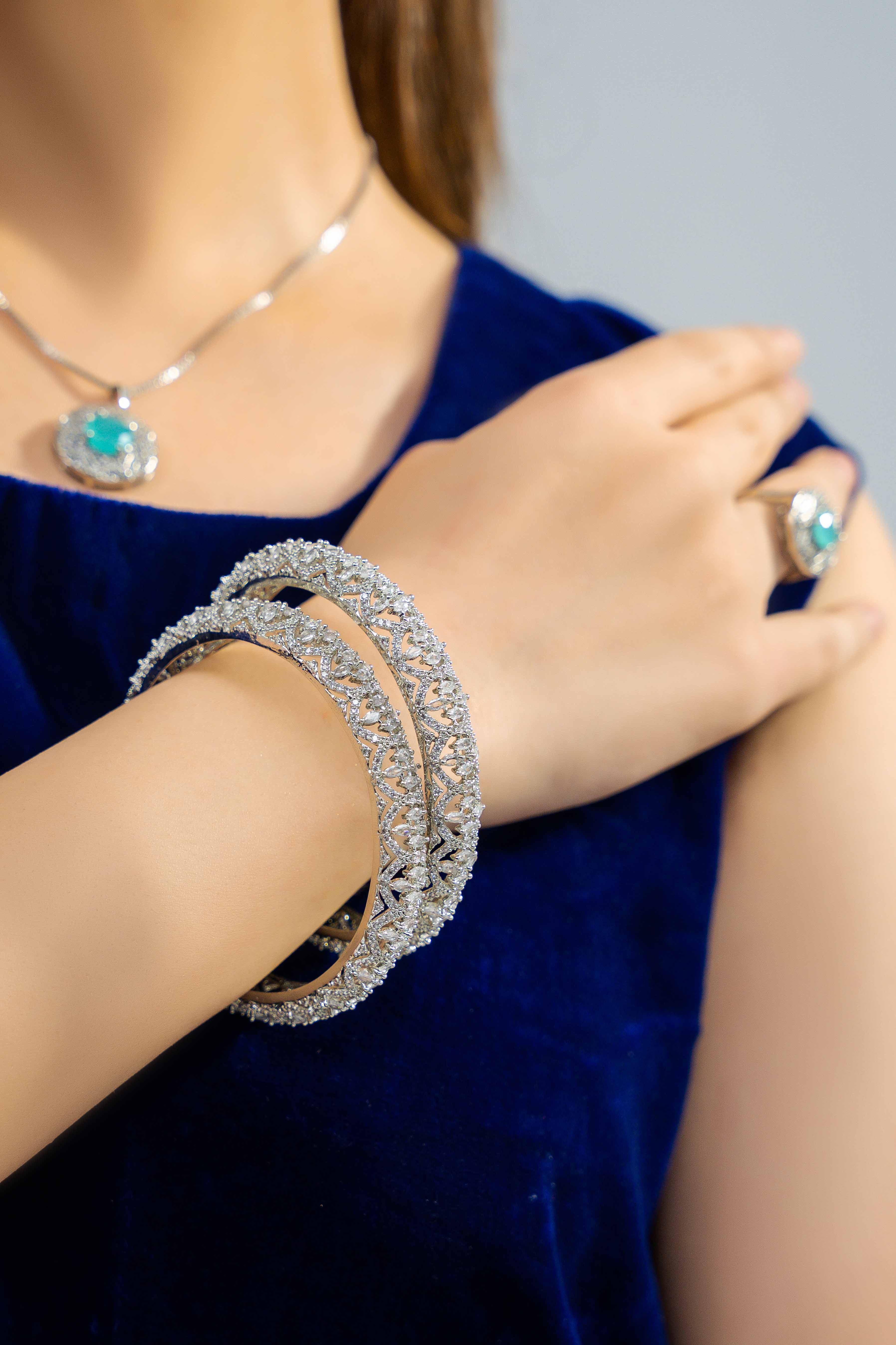 Zarqash 1 Carat Bangles(pair) Size 2.8