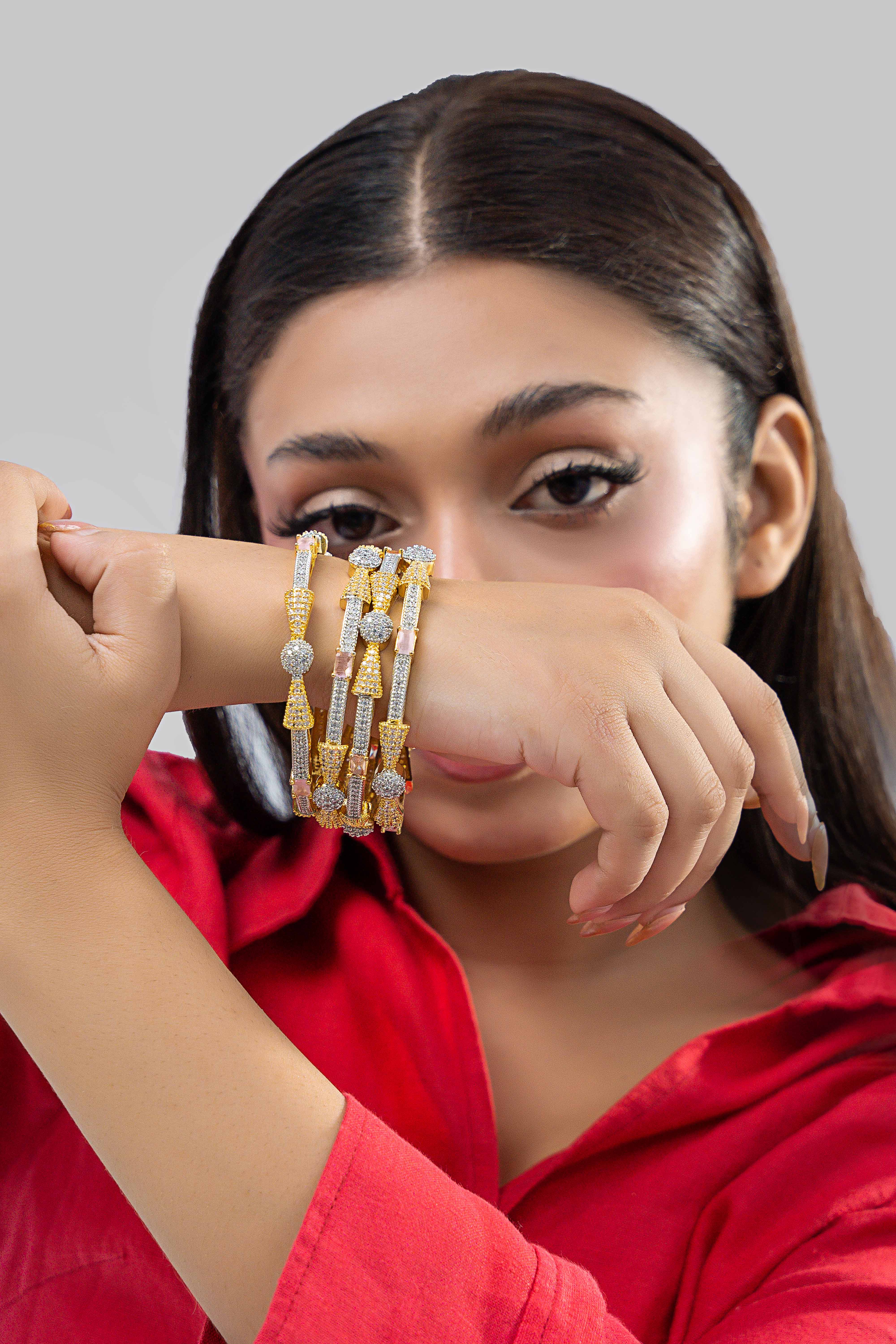 1-Carat Royal Gold & Silver Bangles (pair)