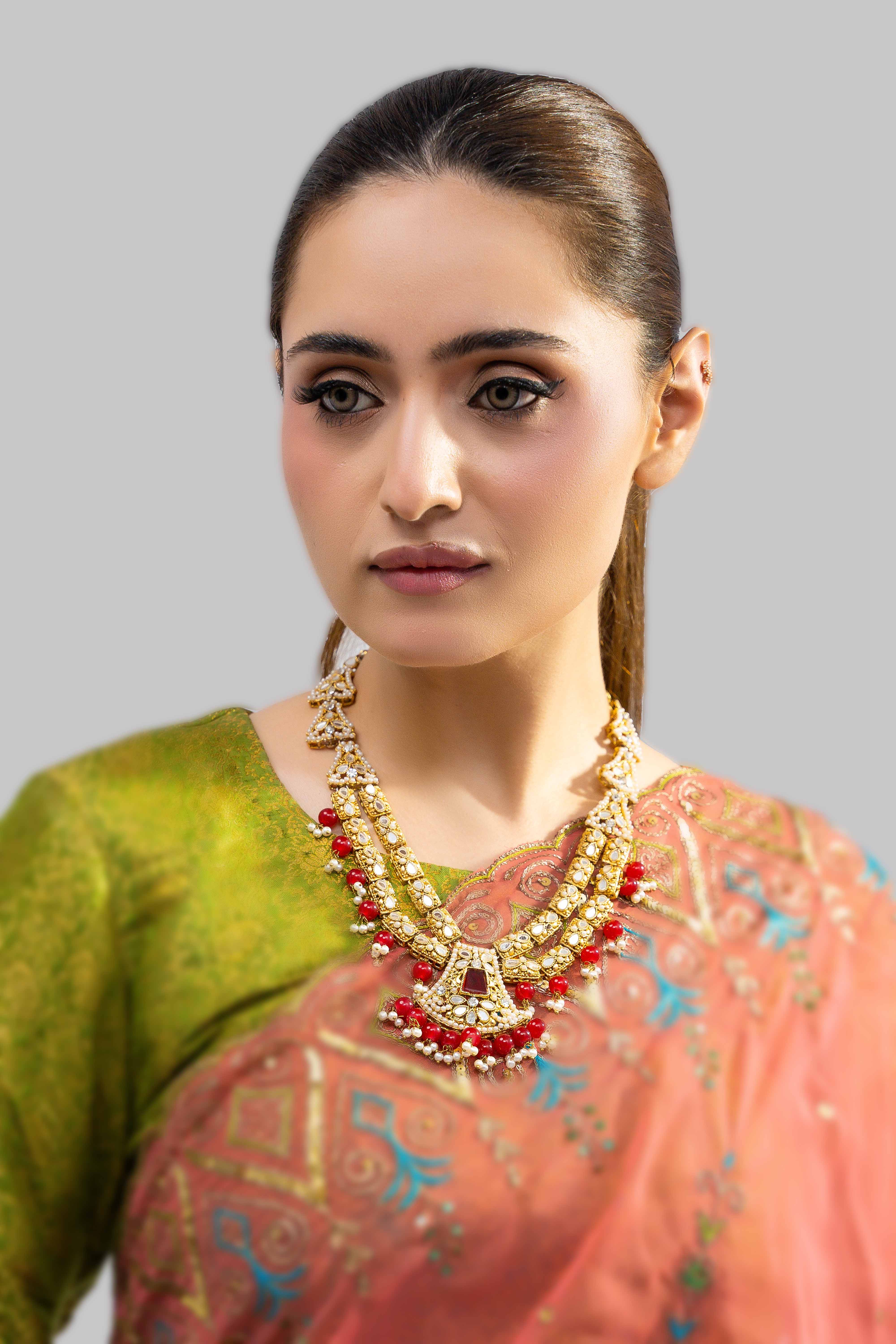 Indian Designer Traditional Mala with Red Beads