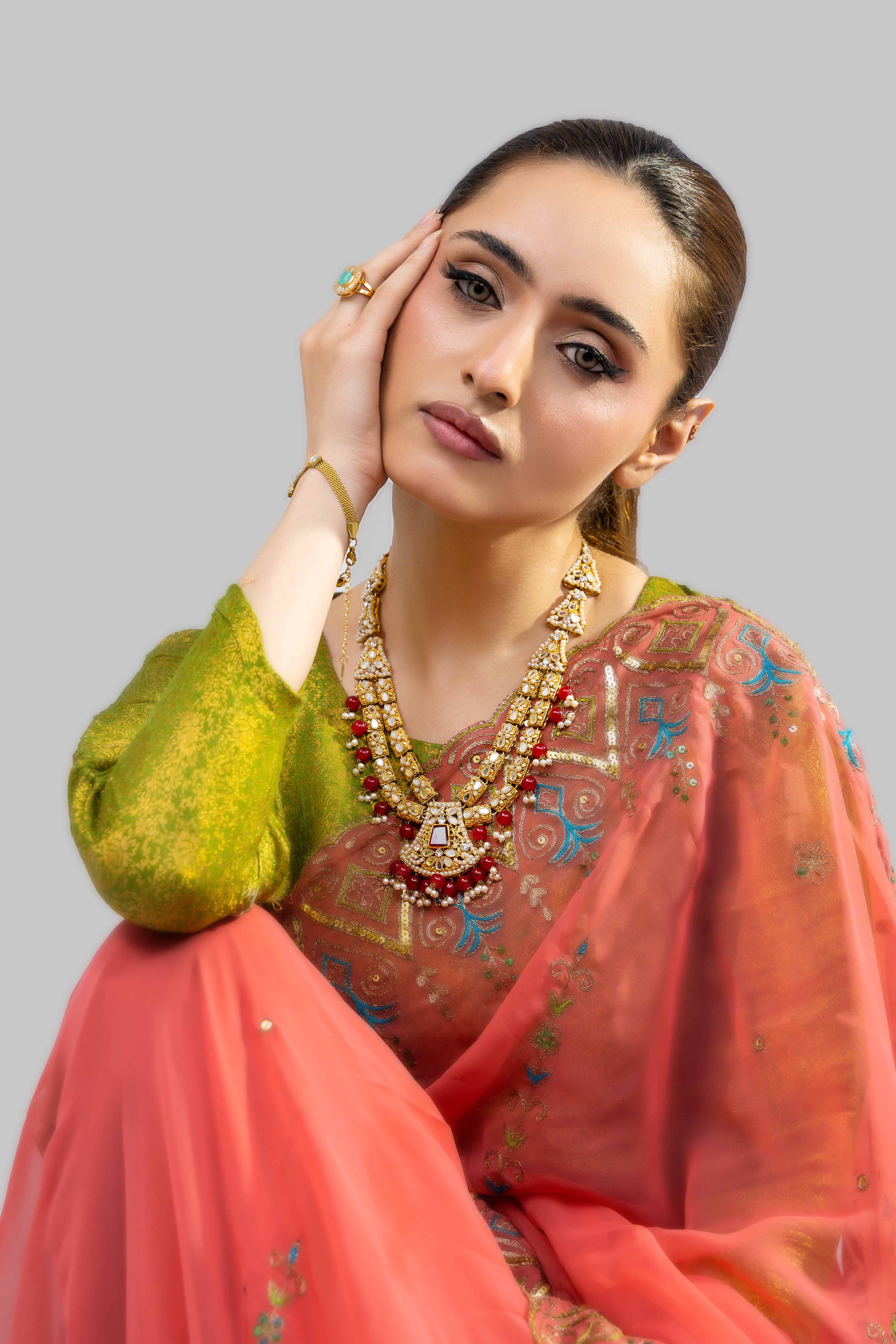 Indian Designer Traditional Mala with Red Beads
