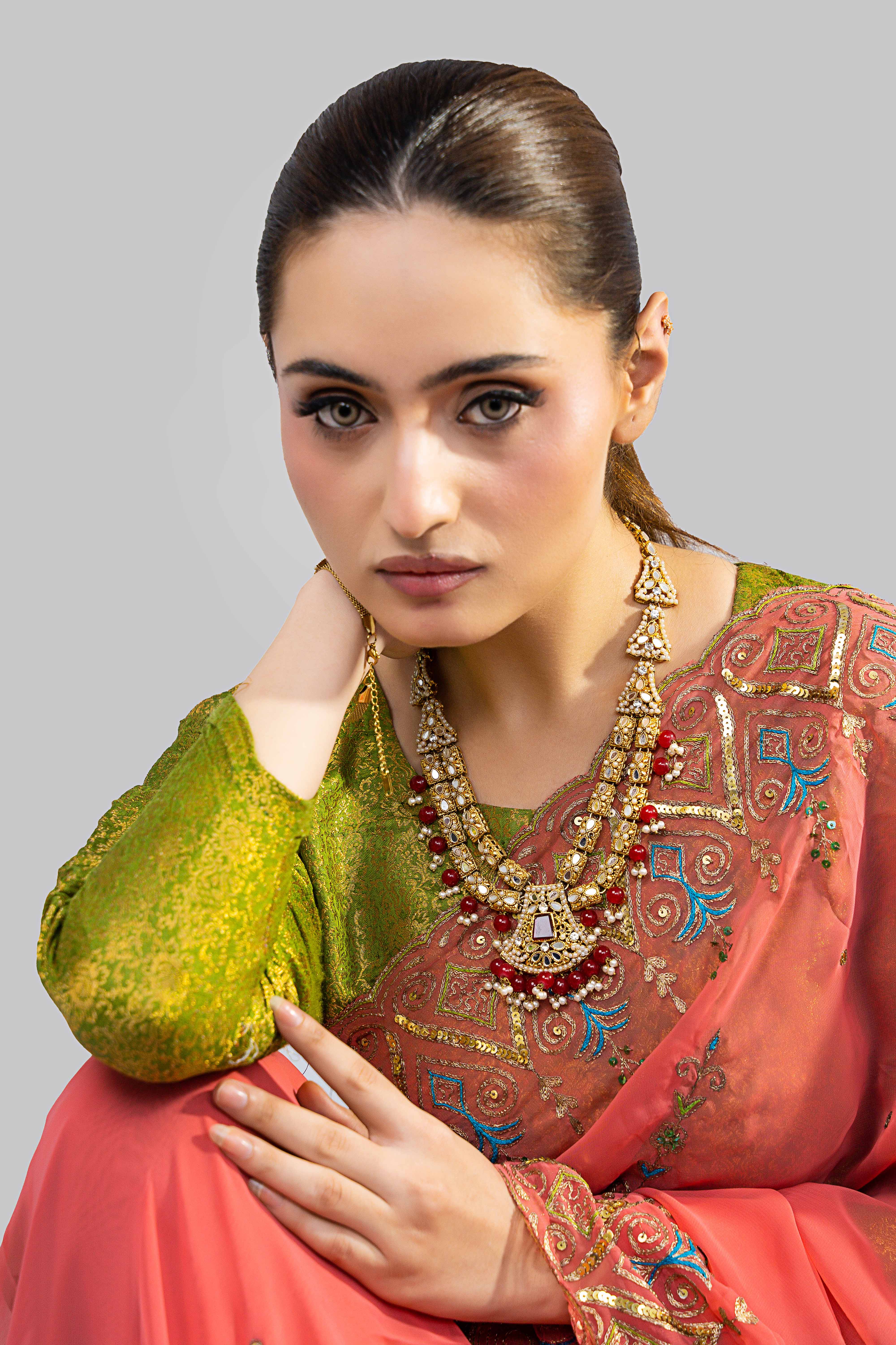 Indian Designer Traditional Mala with Red Beads