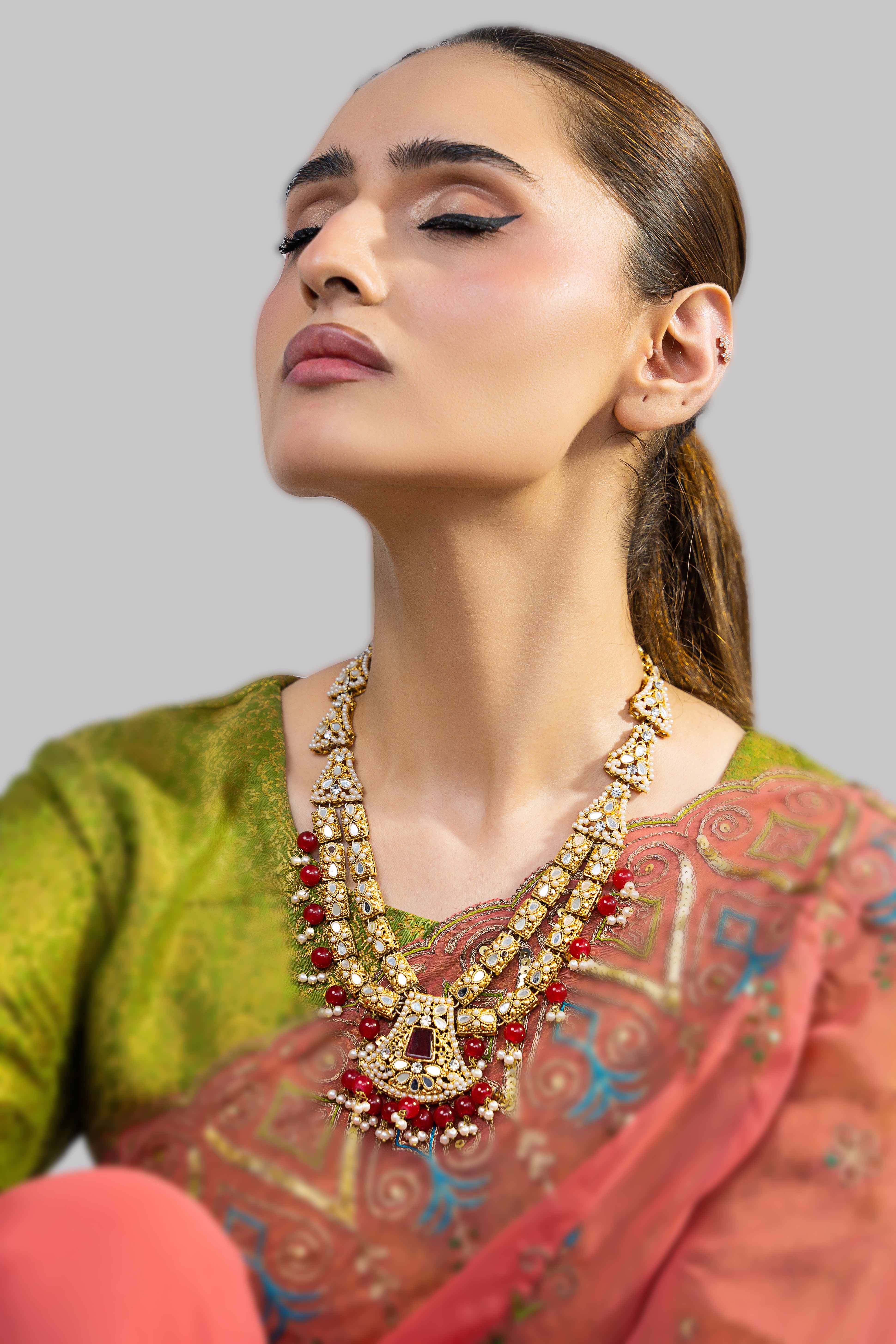 Indian Designer Traditional Mala with Red Beads