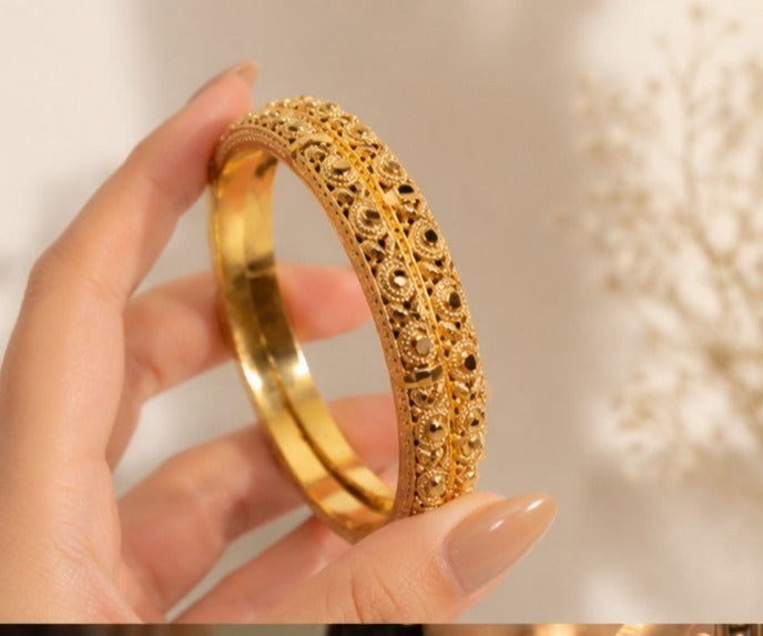 Gold Plated bangles- set of 6,  Size 2.6