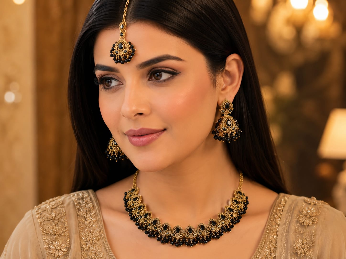 Black Designer Zircon Set