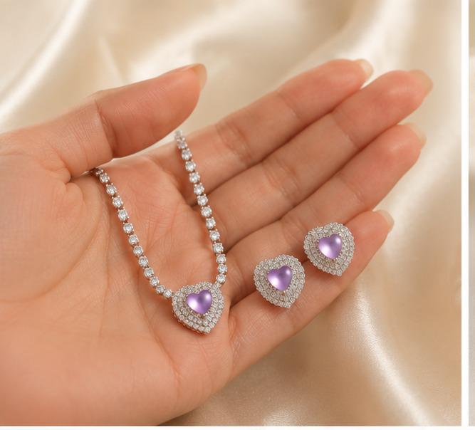 Heart Crystal Elegant Necklace & Earrings