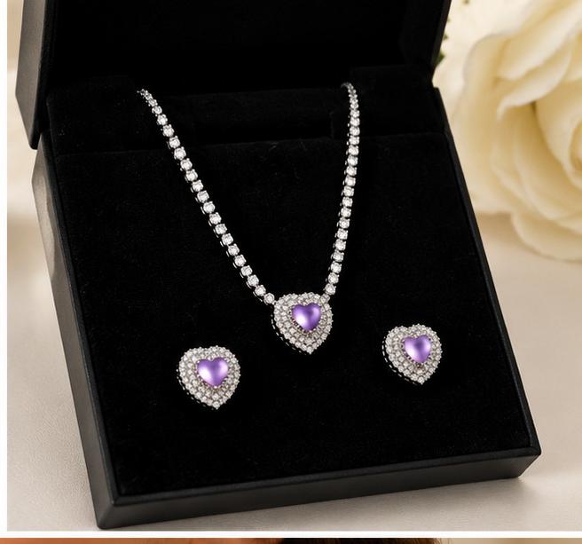 Heart Crystal Elegant Necklace & Earrings