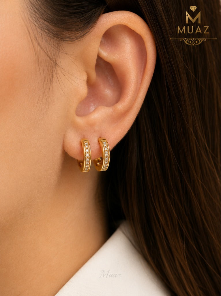 Gold n Silver Diamond Hoop Earrings
