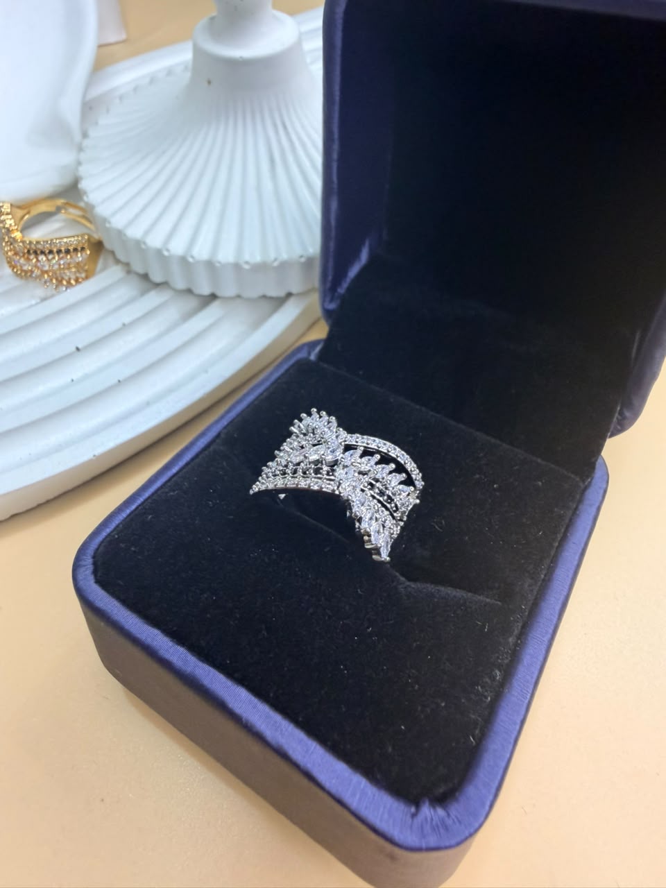 Golden/Silver Adjustable Zircon Ring
