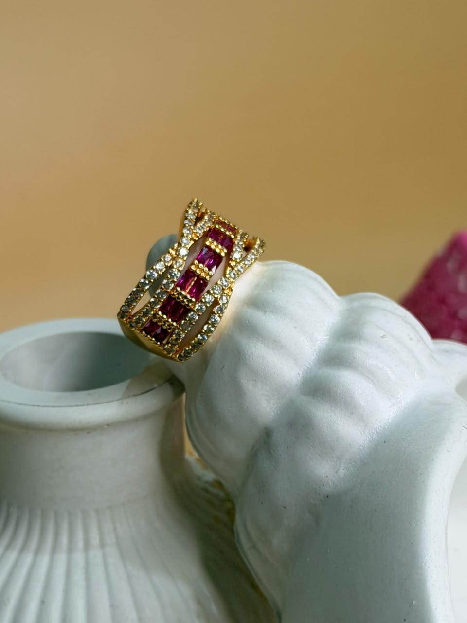 Golden/Silver Adjustable Zircon Ring