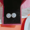 Luxury Silver Halo Tops, Multicolor Stone Stud Earrings