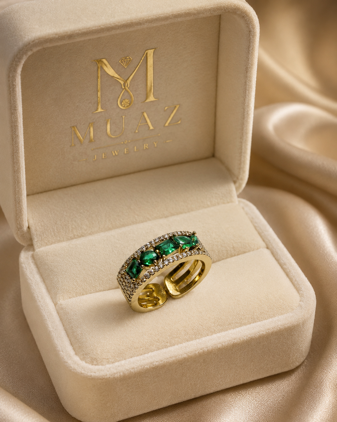 1 Carat Emerald Cut Luxury Adjustable Ring