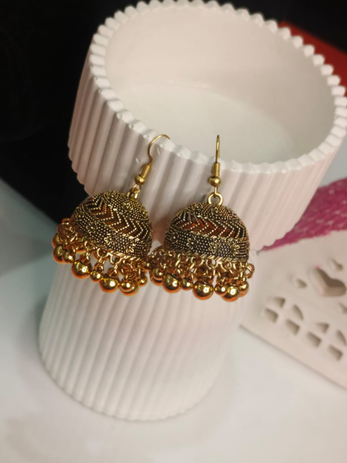 Elegant Silver Jhumka Earrings with Bell Charms