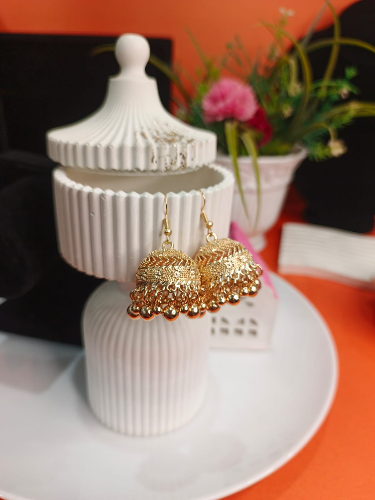 Elegant Silver Jhumka Earrings with Bell Charms