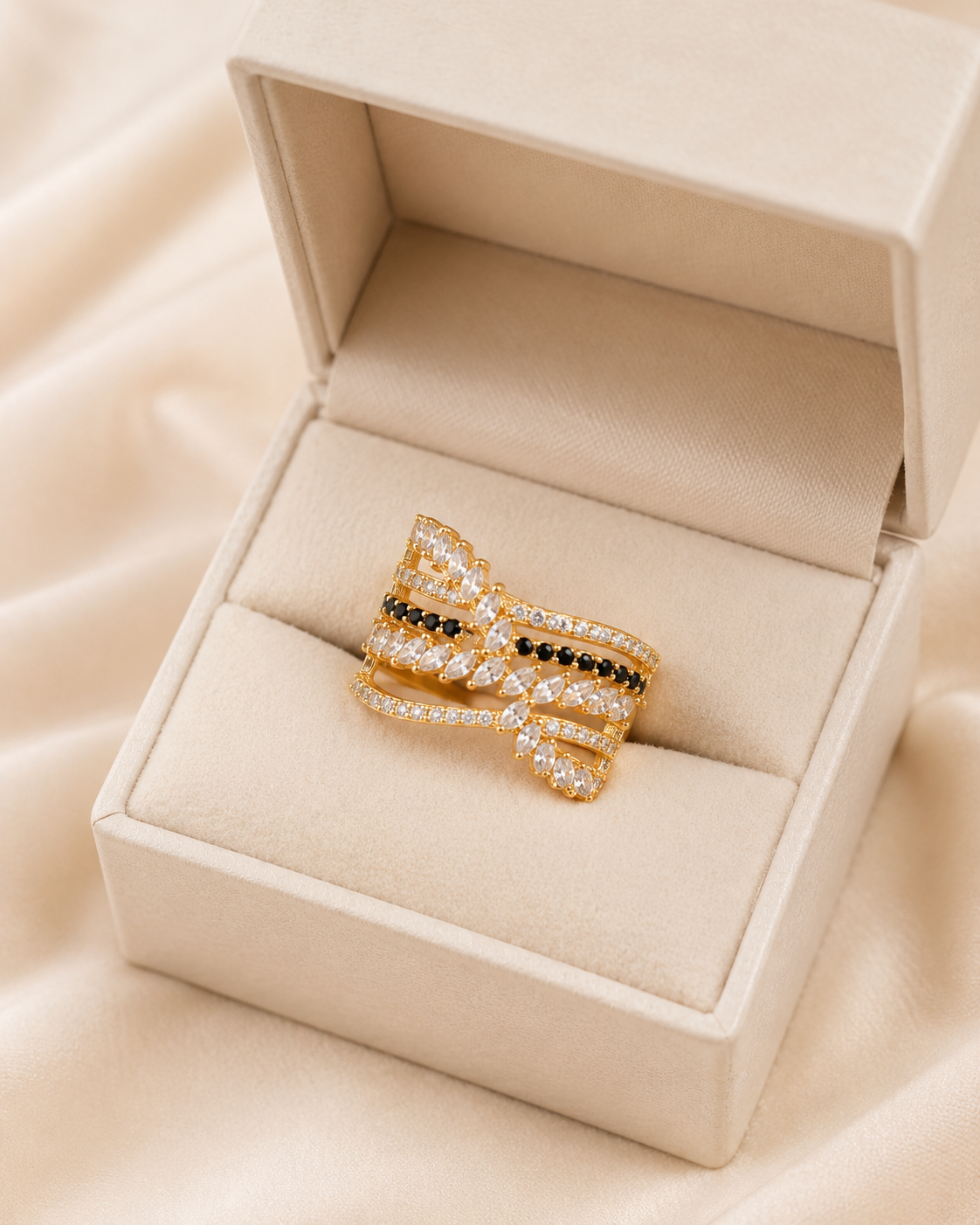 Golden/Silver Adjustable Zircon Ring