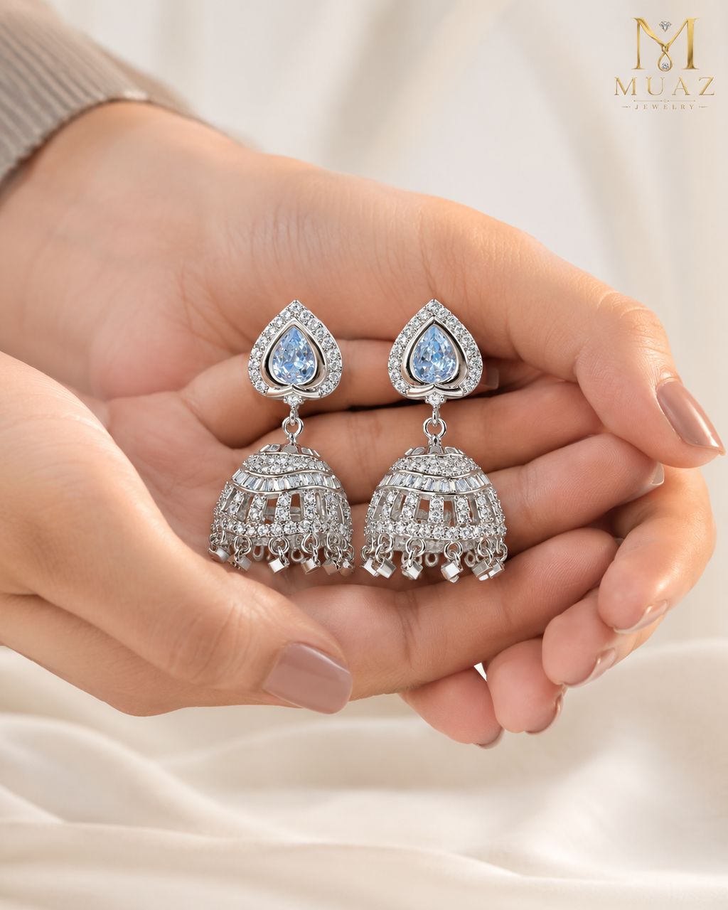 Traditional 1 Carat Silver Jhumka Baliyan
