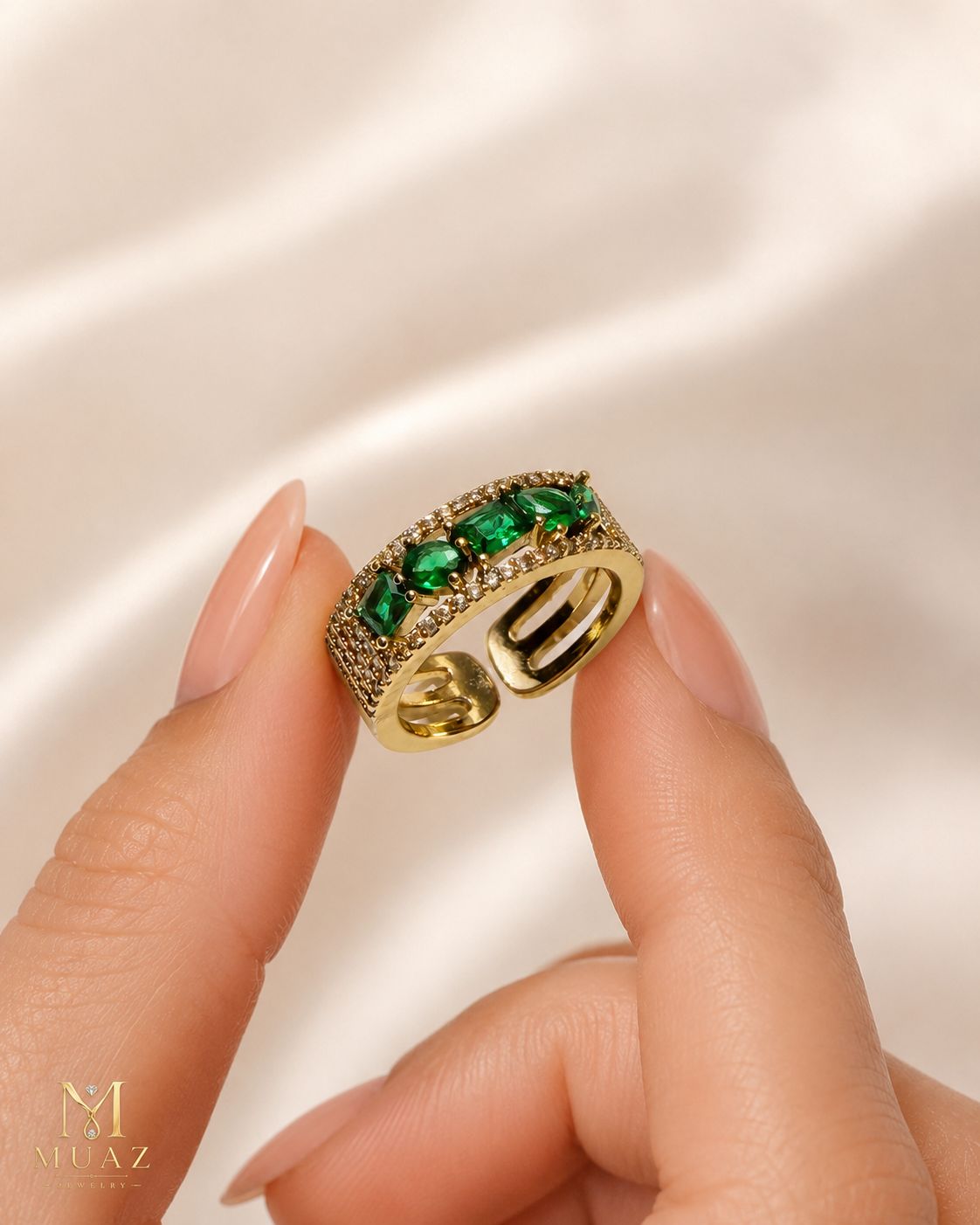 1 Carat Emerald Cut Luxury Adjustable Ring