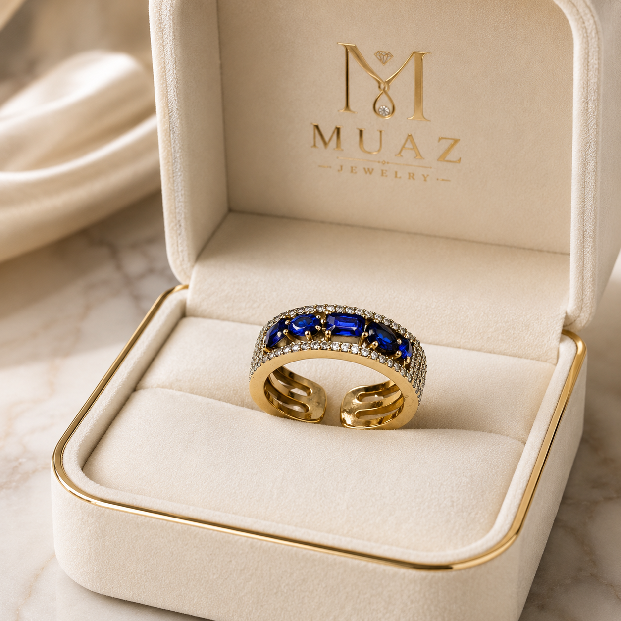 1 Carat Emerald Cut Luxury Adjustable Ring