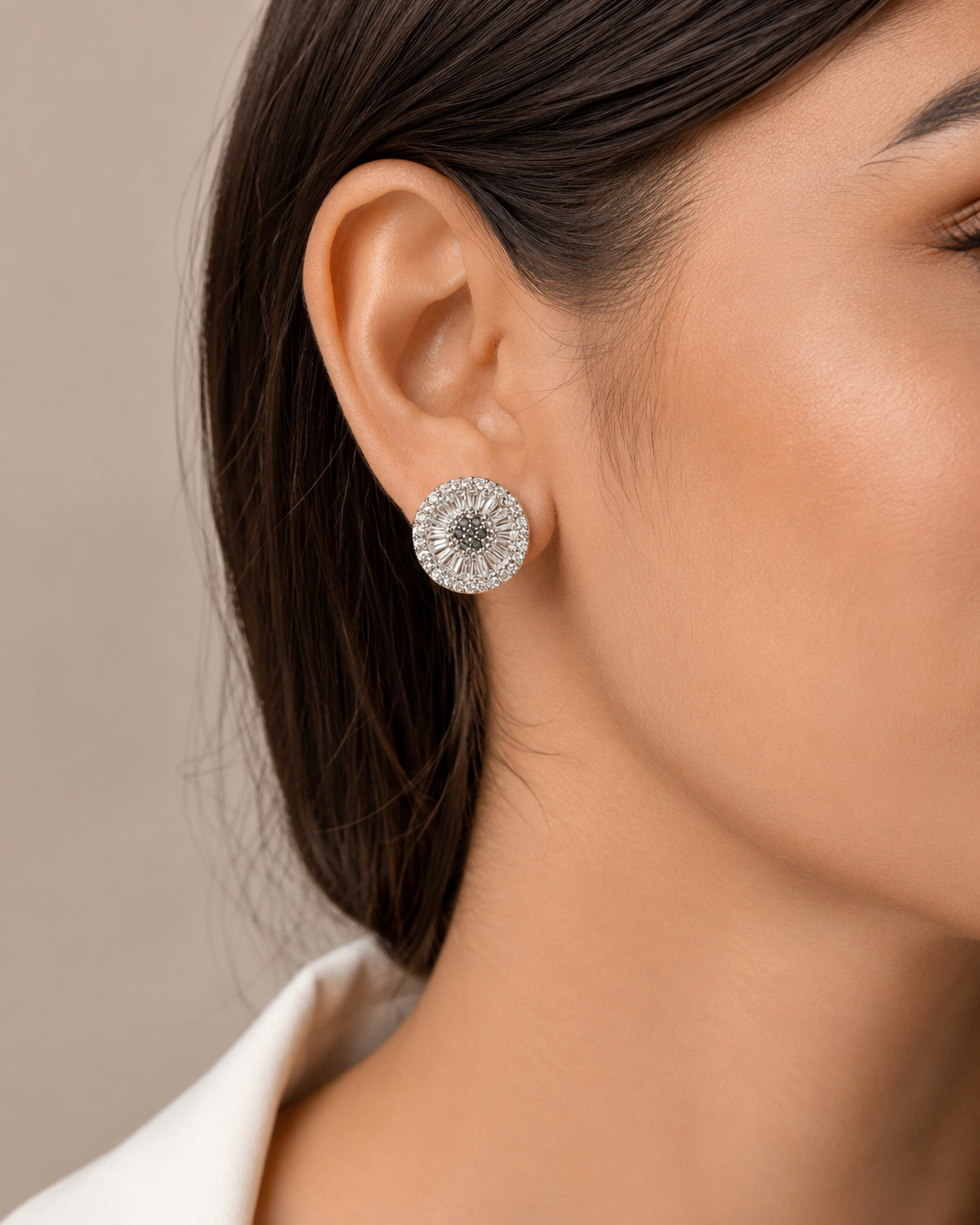 Crystal Round Stud Earrings