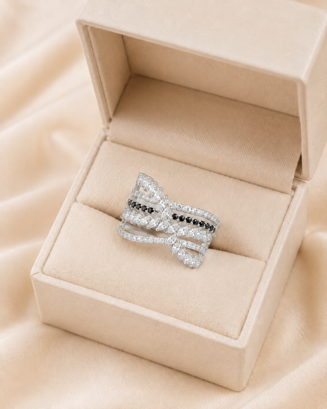 Golden/Silver Adjustable Zircon Ring