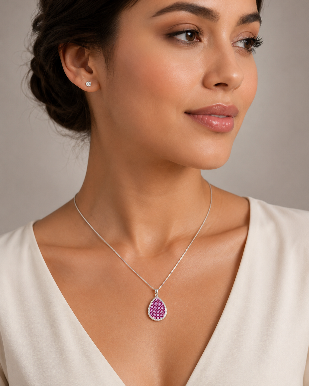Teardrop Crystal Pendant Necklace