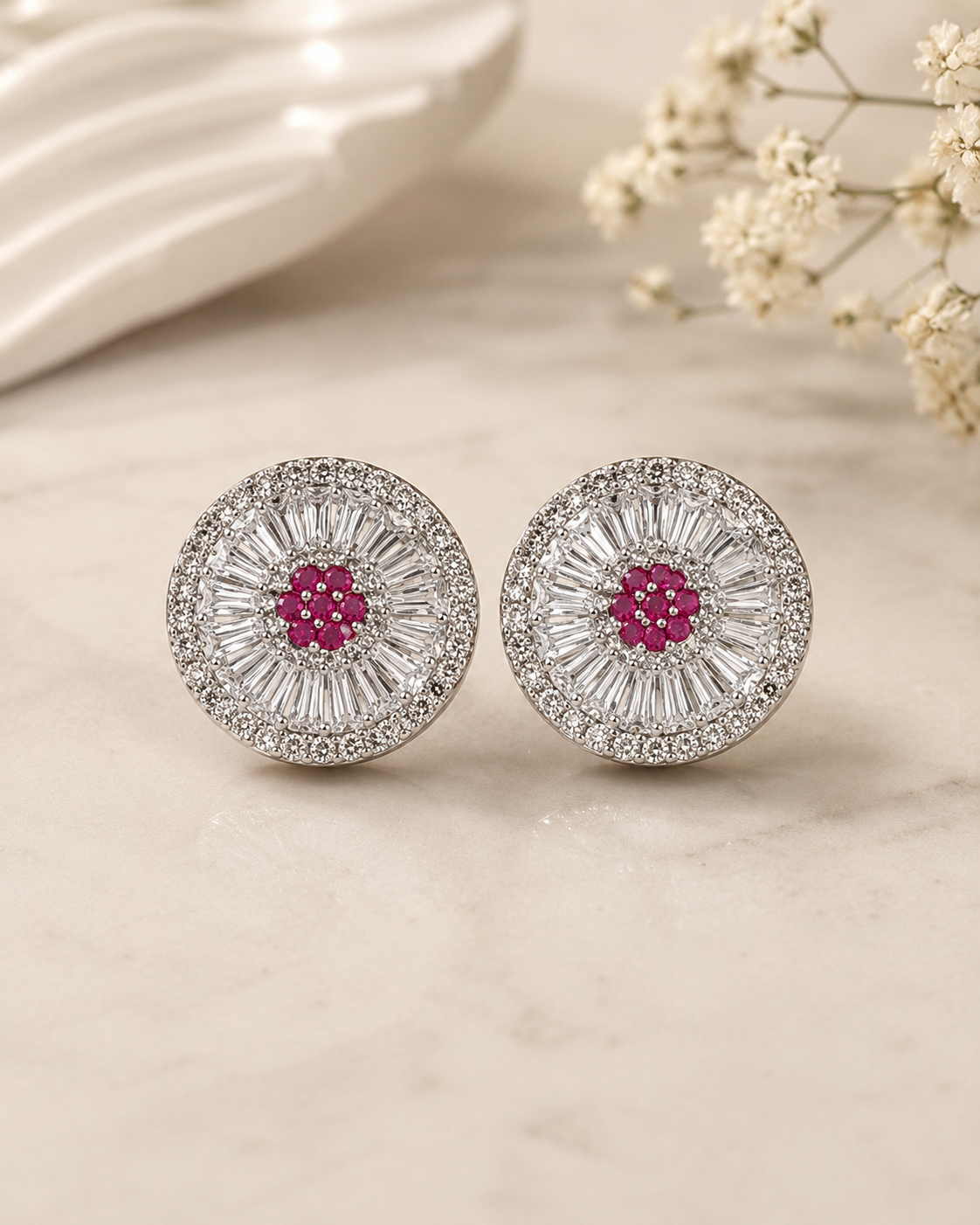 Crystal Round Stud Earrings