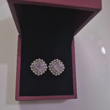 Luxury Silver Tops, Multicolor Stone Stud Earrings