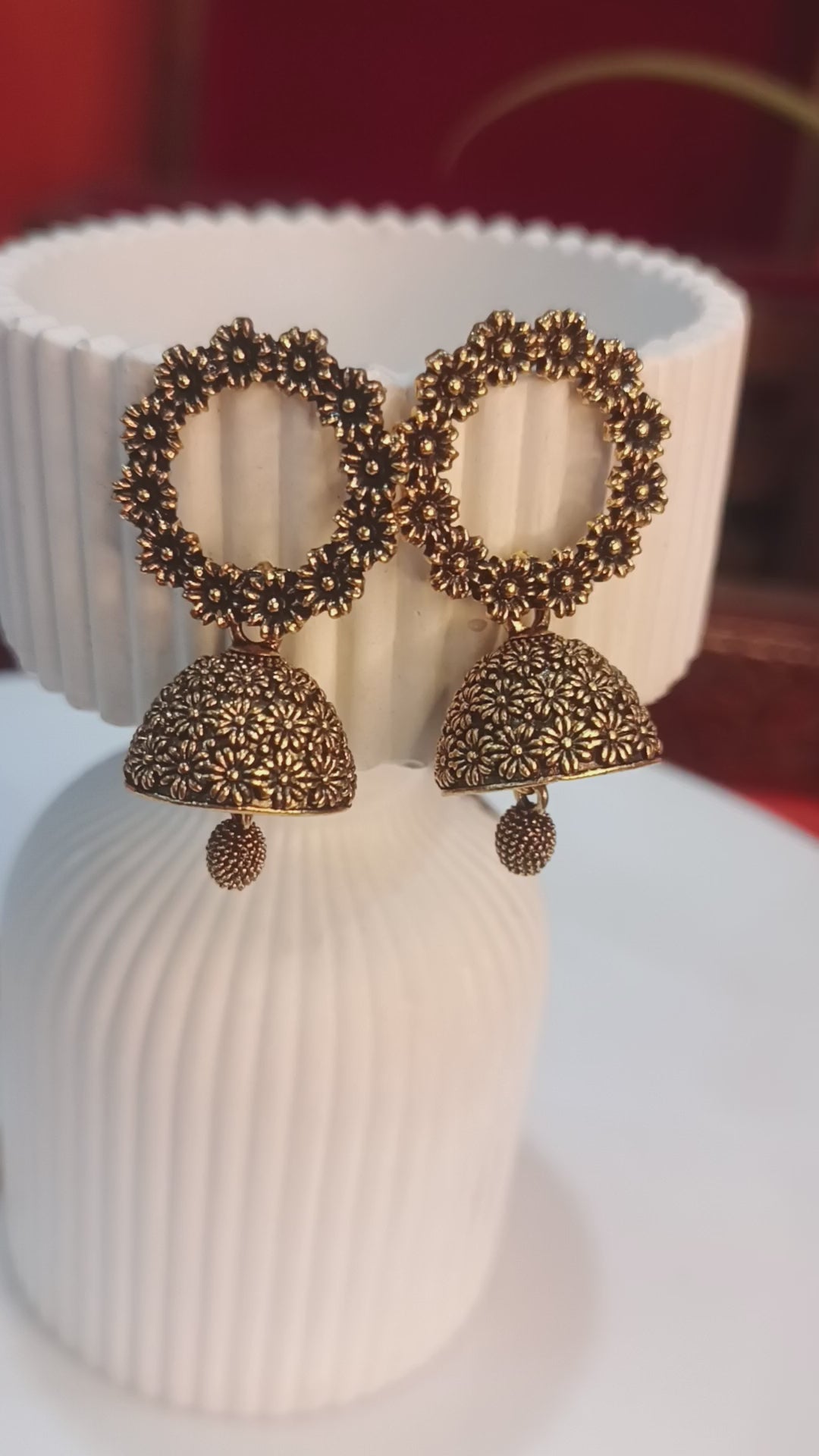 Antique Gold Floral Jhumka