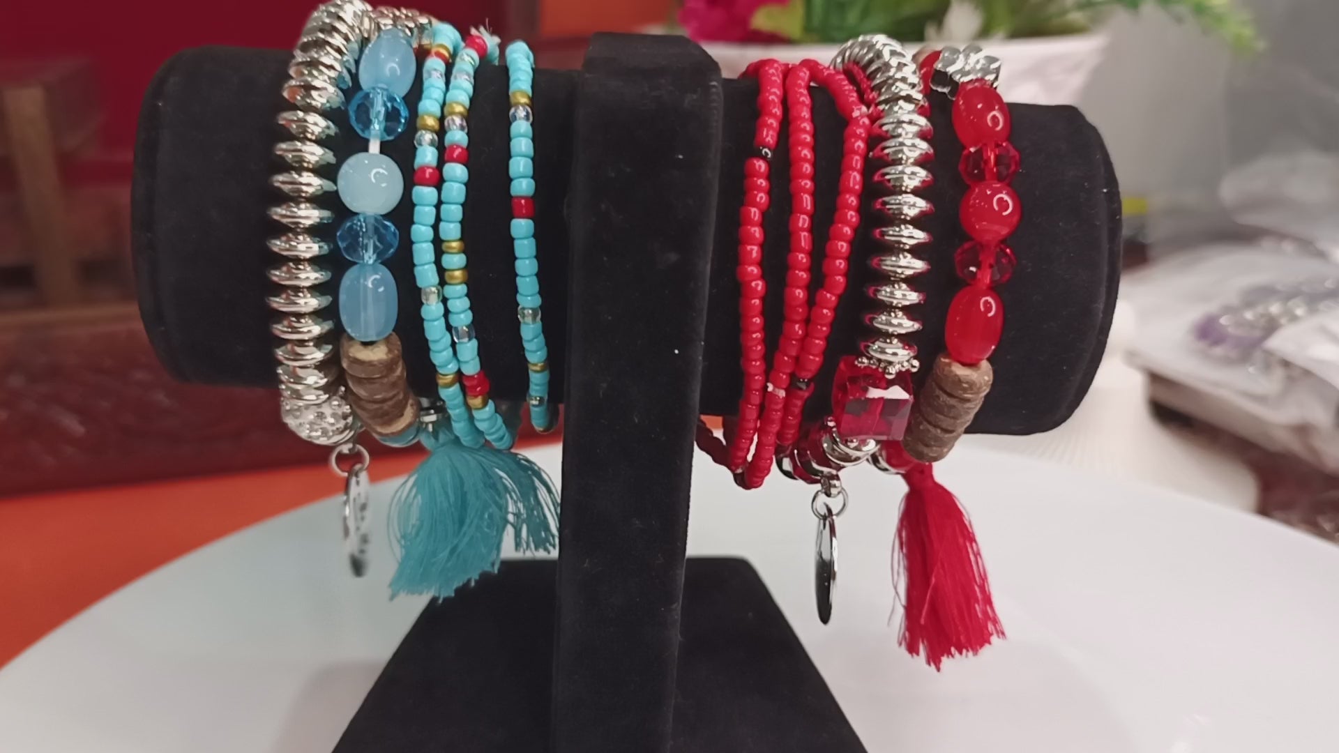 Multilayer Beaded Bracelet – Silver Charm Tassel Boho Jewelry