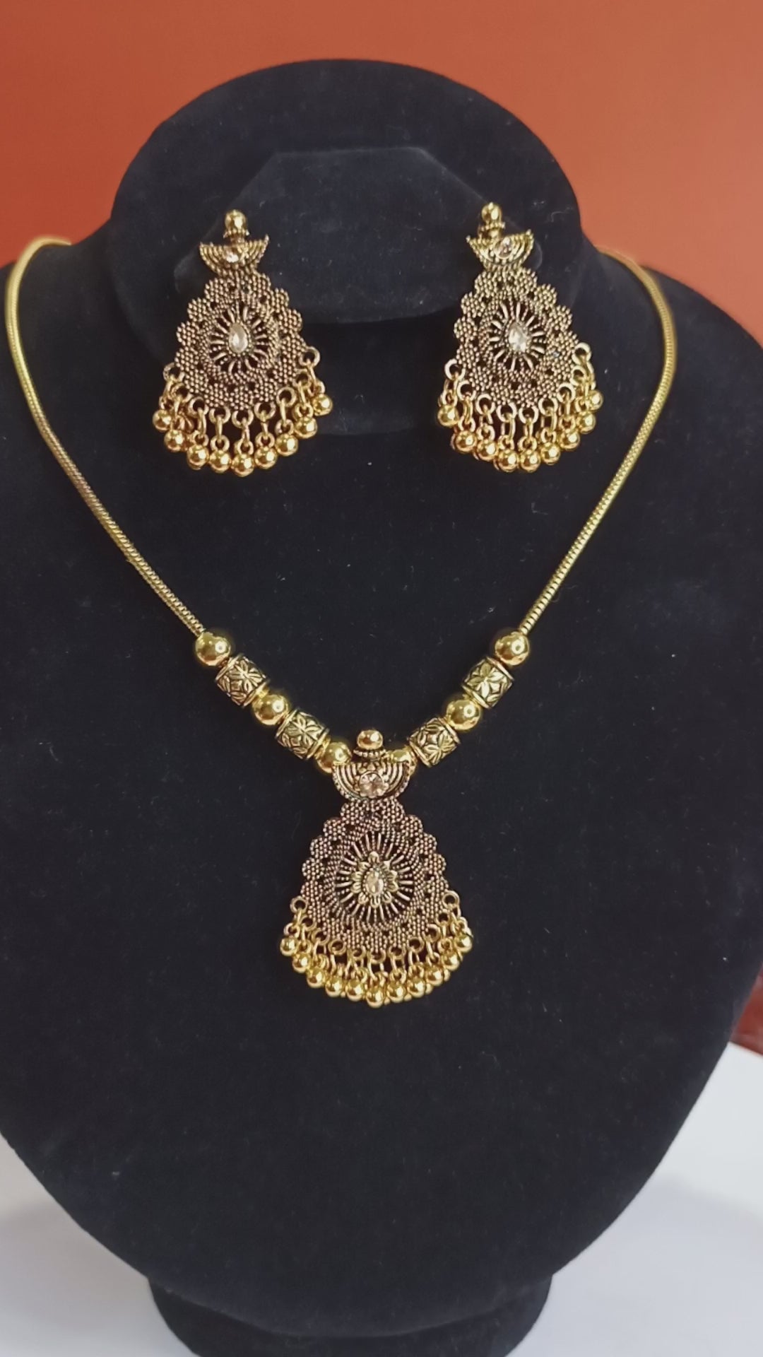 Oxidized dull-gold Mala Set