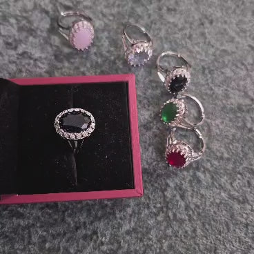 Central Oval Stone Adjustable Ring