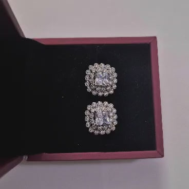 Luxury Silver Tops, Multicolor Stone Stud Earrings