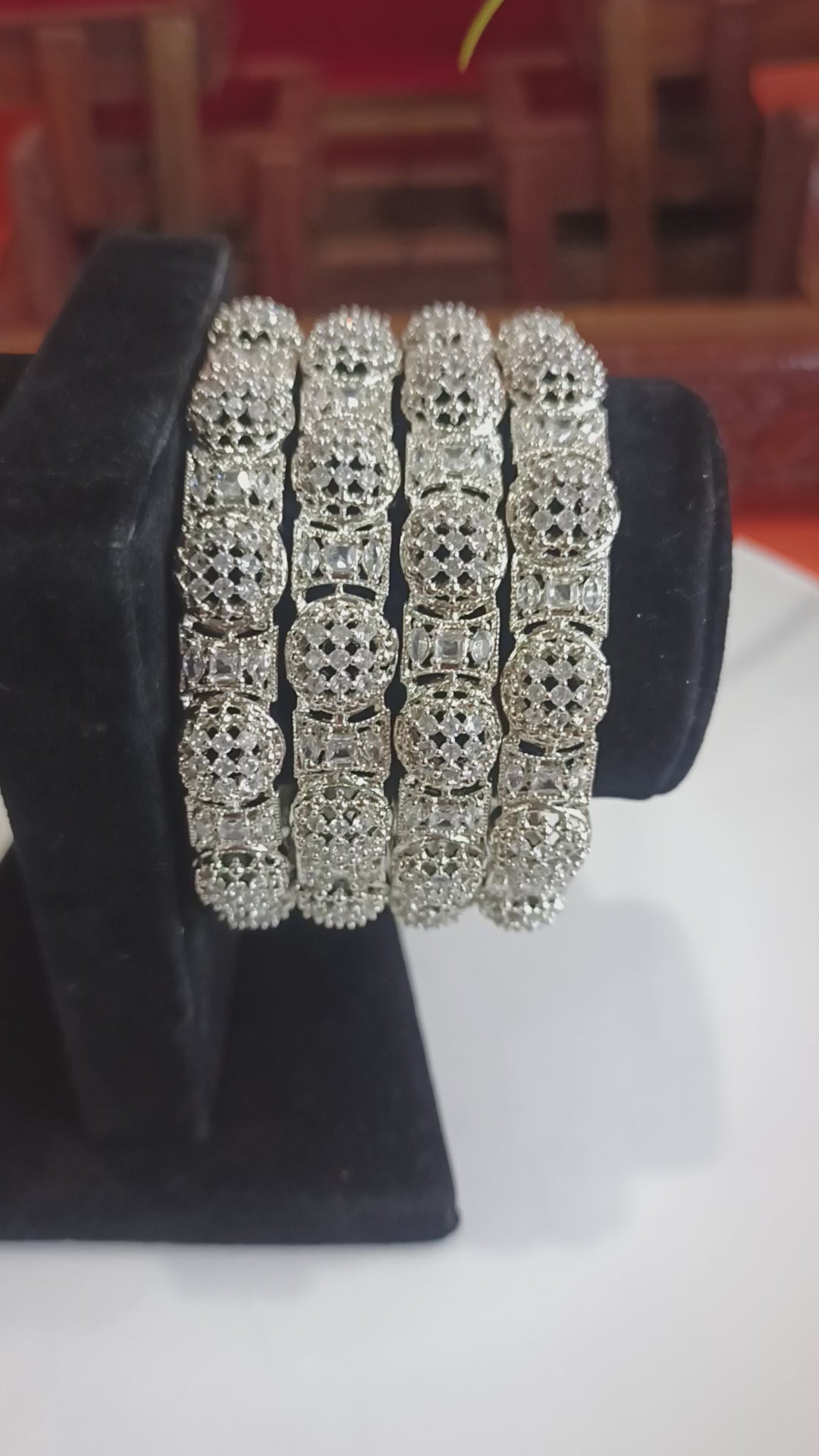 1 Carat  Luxury  Silver Finish Size 2.8 (Pair)