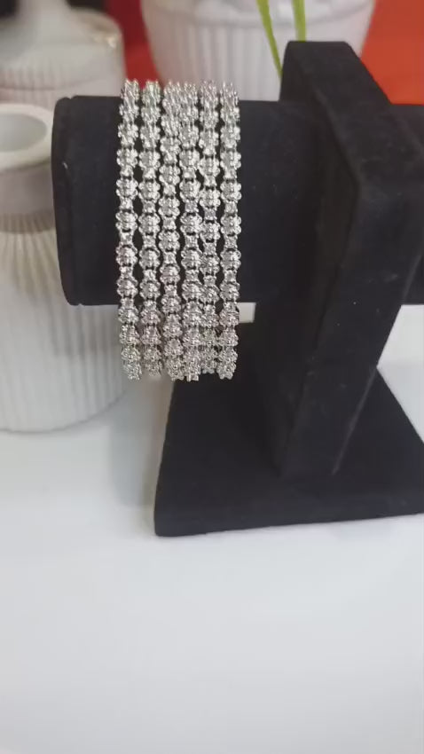 1 Carat Diamond Cut Silver Bangles Set of 6 2.8 size