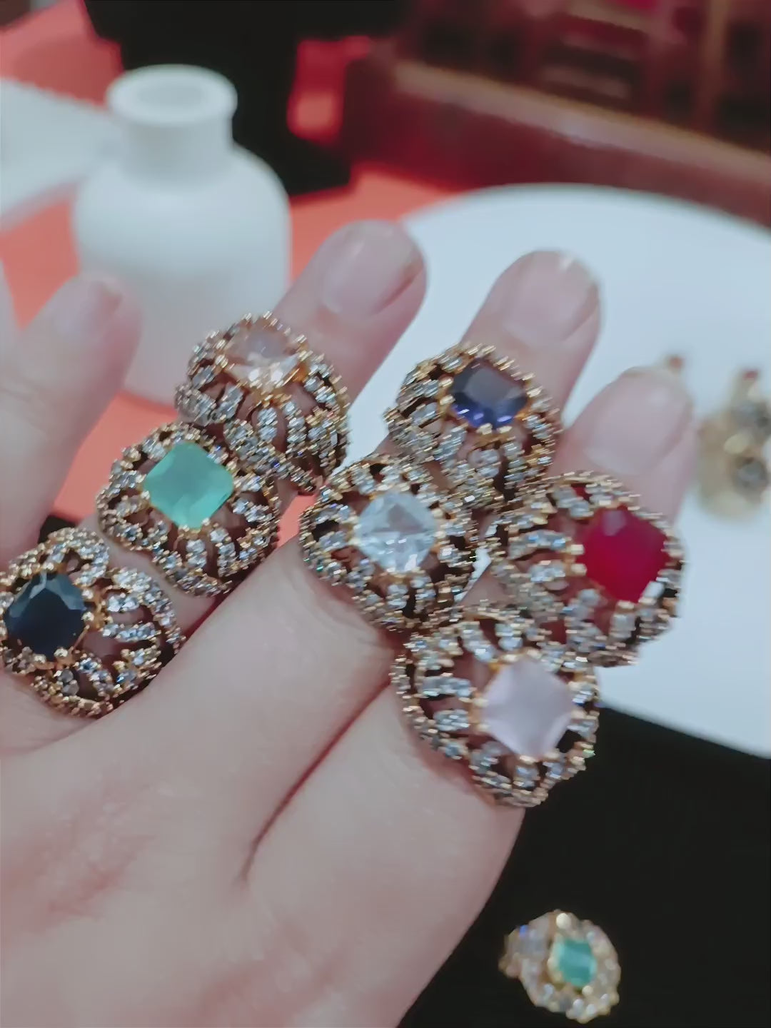 Designer RP Adjustable Rings With crystals and Gem